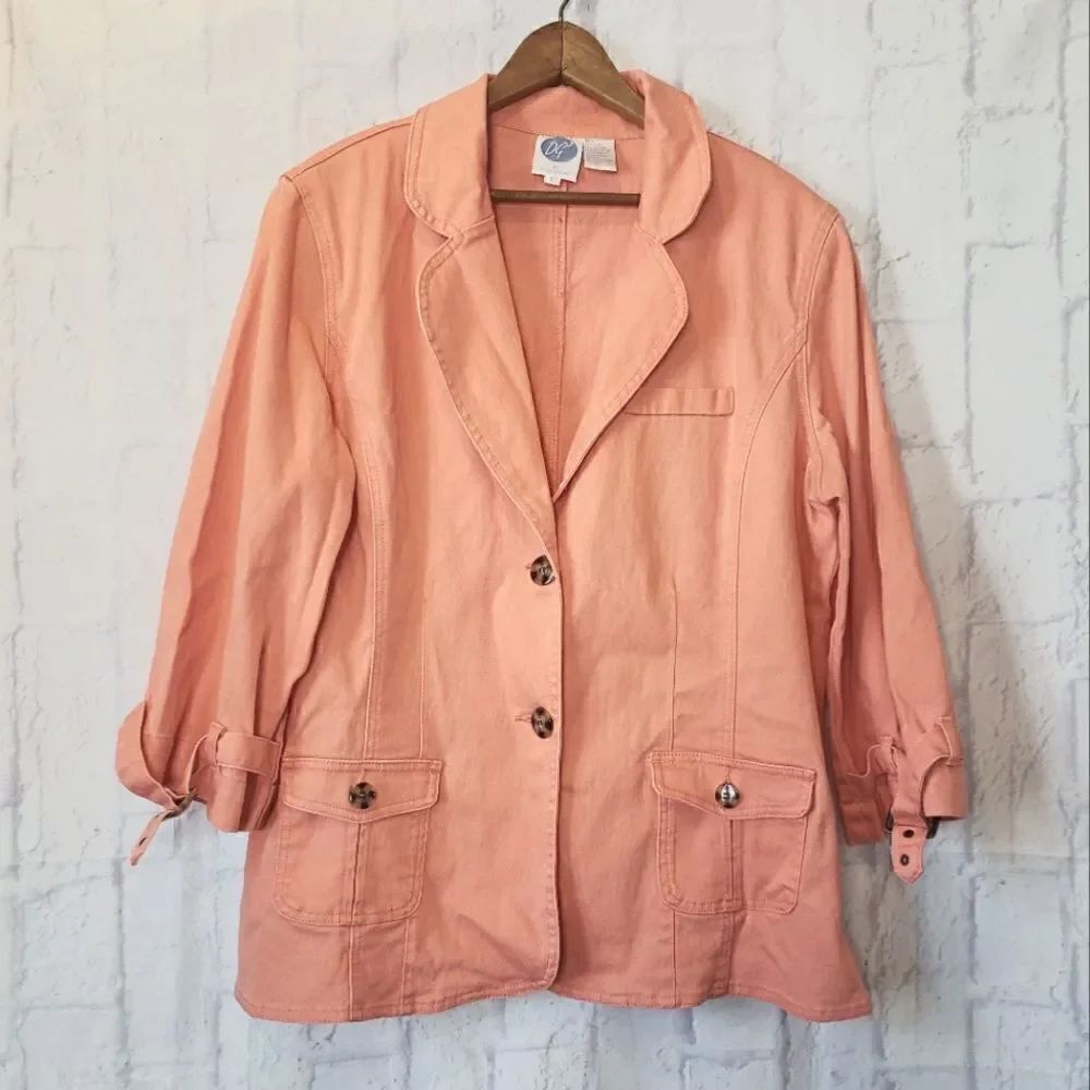DG2 BY DIANE GILMAN Button Front Blazer Jacket